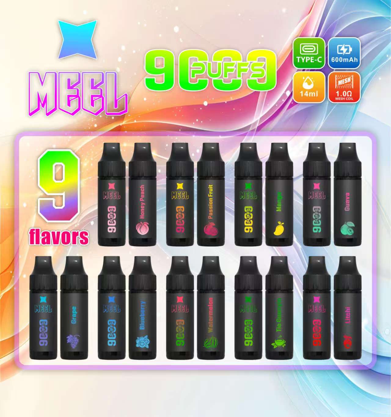 新品：meel 馬博 9000口一次性  拋棄式電子煙